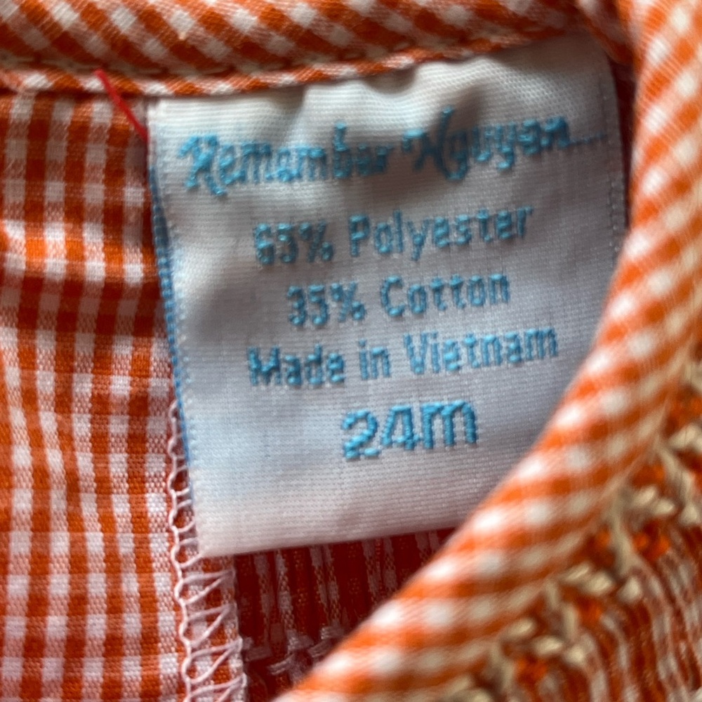 University of Tennessee UTK VOLS Orange White Check Gingham Smoked Dress 24 mo - Picture 10 of 12